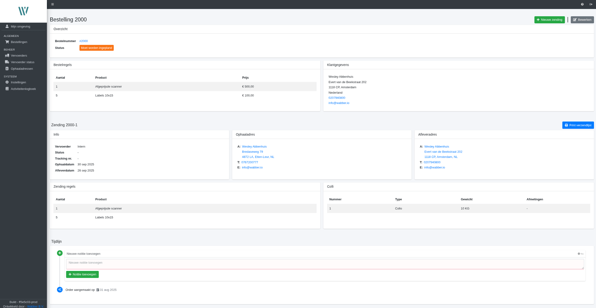 TMS dashboard - transportmanagement